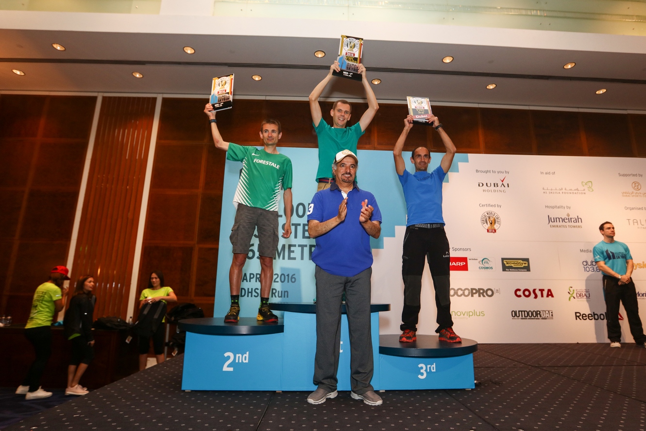 Dubai podium: Emanuele Manzi, Piotr Lobodzinski, Ignacio Cardona and Saeed Hareb