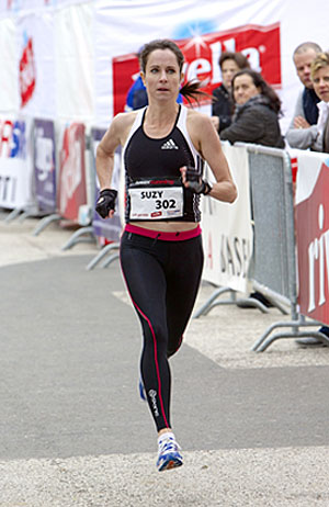 Suzy Walsham, winner and new record holder at Tower Running, Basel start