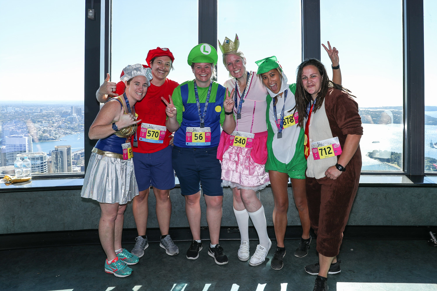 Some of the fun at the Sydney Tower Stair Challenge to raise money for charity.